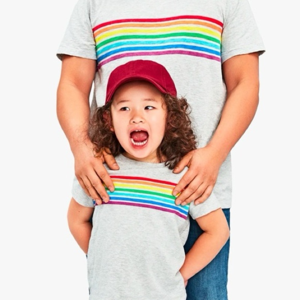 Primary Pride Short Sleeve Tee with Rainbow Stripes Size: Youth 6-7